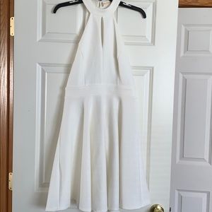 White Halter Top Dress with Open Laced Back